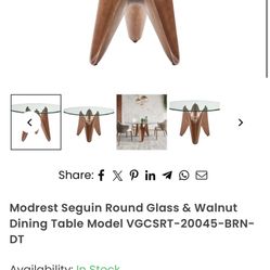 Seguin - Round Glass + Walnut Dining Table