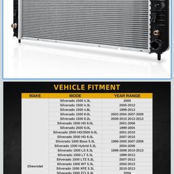 34" Core Radiator Compatible Compatible with Chevy Silverado Suburban GMC Yukon Sierra Tahoe Escalade Hummer H2 4.3L 4.8L 5.3L 6.0L 6.2L V8 DWRD1001