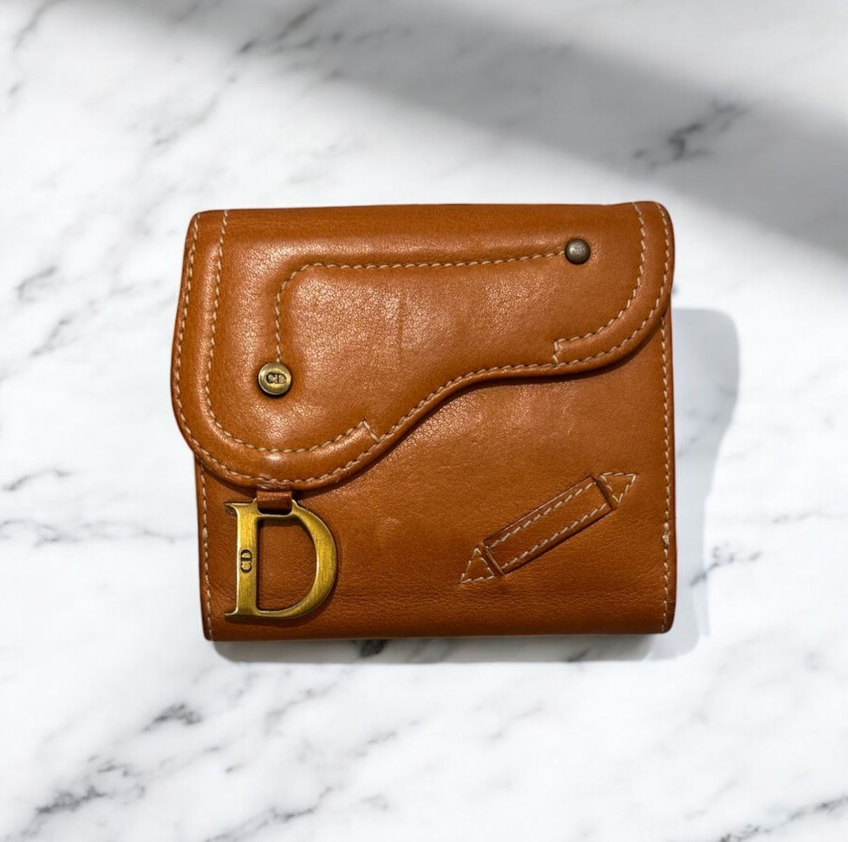 Iconic Dior Saddle Wallet - Brown Leather Compact Bifold