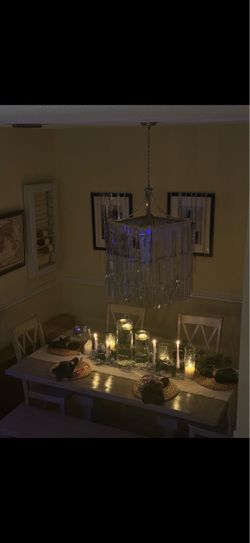 Dining table with bench and chairs