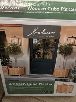 2 NEW Belavi Wooden Cube Planters