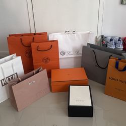 Bundle of CHANEL BALENCIAGA KITH GUCCI MIU MIU HERMES Shoppers & Boxes