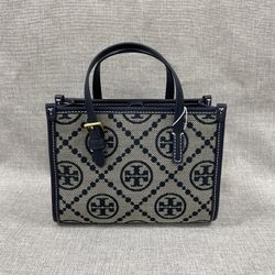 Tory Burch Mini T Monogram Tote Navy