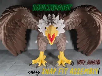 Large Bald Eagle Statue 387mm Multicolor 3D Printed Bird Decor