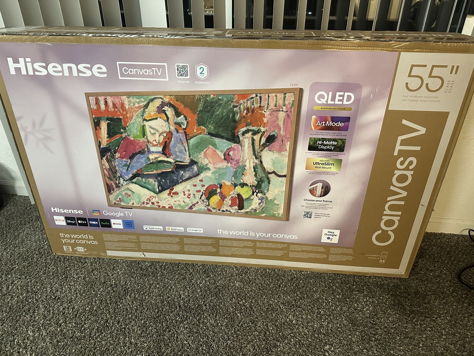 📺 Hisense 55” S7 Series CanvasTV – 4K QLED, Matte Display, Ultra-Slim Wall Mount Included