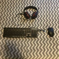 key board and mouse and headset