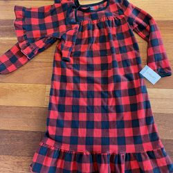 Girls  flannel long gown with a matching doll gown