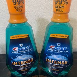 Crest Pro-Health Intense Mouthwash, Clean Mint, 1 L.  New.  $8.00 for both 