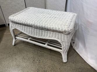 White Wicker Two Tier Coffee Table