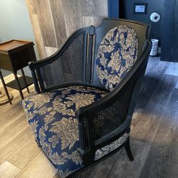 Antique chair with black and blue and gold