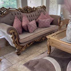 Victorian Style Furniture For Sale: Sofa, Loveseat, And Armchair, Coffee Table, And Three End Tables