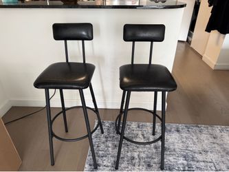 Bar Stools Set of 2, with Back and Footrest