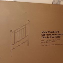 Twin Sz  White Metal Bed