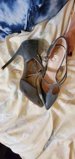 Gray Leather Heels