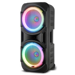 DUAL 12ā BLUETOOTH RECHARGEABLE SPEAKER WITH LED PARTY LIGHTS