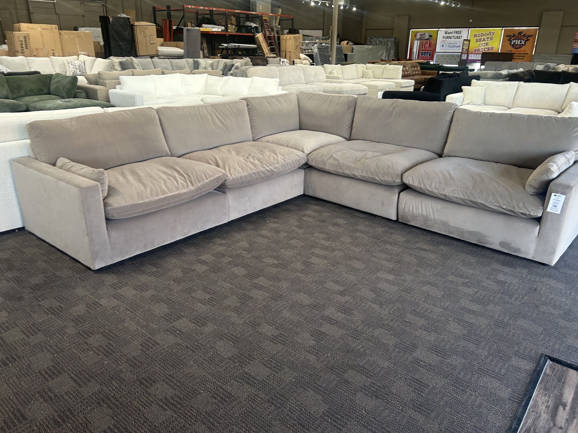 Brown Velvet Cloud Feather Sectional Couch