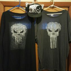 punisher set, long sleeve shirt, T-shirt, hat