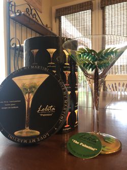 Lolita collectible hand painted Martini Glass