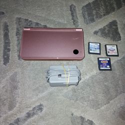 Nintendo DSi XL with Charger and 3 Games