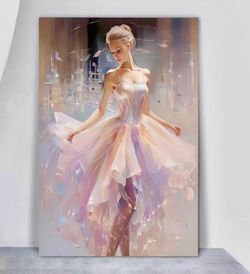 Ballerina Girl Canvas Wall Art: Colorful Dancing Woman Canvas ⭐️ Like new