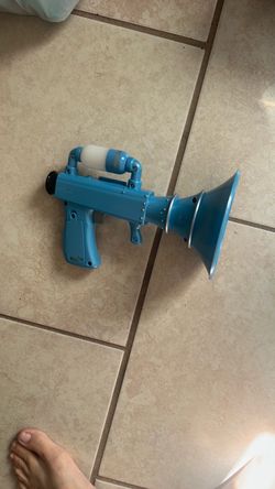 Blue Toy Ray Gun with Horn Barrel