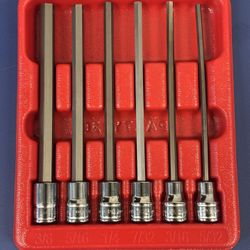 Snap-on Tools 6 pc 3/8" Drive SAE Extra-Long Hex Bit Socket Driver Set