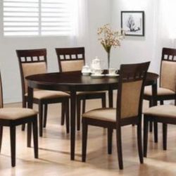 Brand New 7 PC Cappuccino/Tan Dining Set