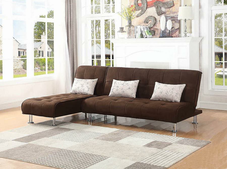 NEW Modern Brown Microfiber Sofa bed Sleeper Sectional with Chaise
