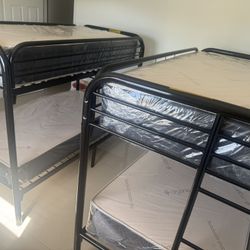 2 Bunk Bed Twin Over Twin With 4 Mattress All New Furniture And Free Delivery Free Installation 