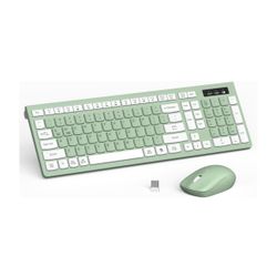 Wireless Keyboard and Mouse Combo, 12 Multimedia and Shortcut Keys, Full Size 2.4G cordless keyboard and mouse for Mac, PC, Laptop, Windows, Desktop (
