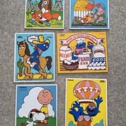 Vintage! Playschool Board Puzzles 1980s Sesame Street Snoopy Fox And Hound