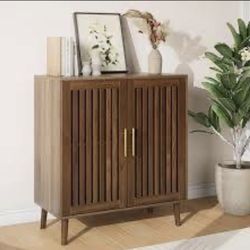 Ophelia & Co. Walnut Storage Sideboard  Louvered Doors
