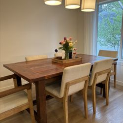 Rustic Solid Wood Farmhouse Dining Table