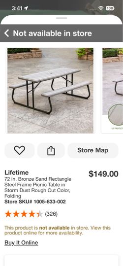 72 in. Bronze sand rectangle steel frame picnic table in storm dust rough cut color,folding