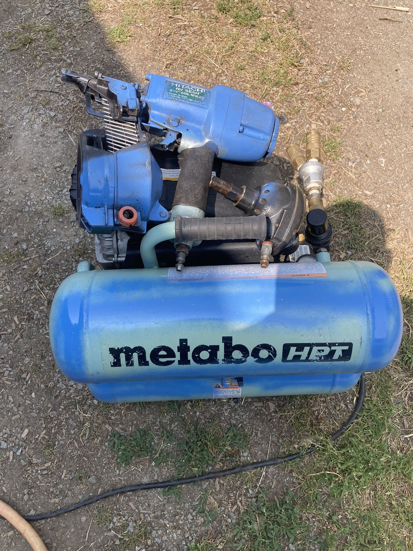 Metabo HPT Compressor And Hitachi NV65AH2 & Hand Nailer