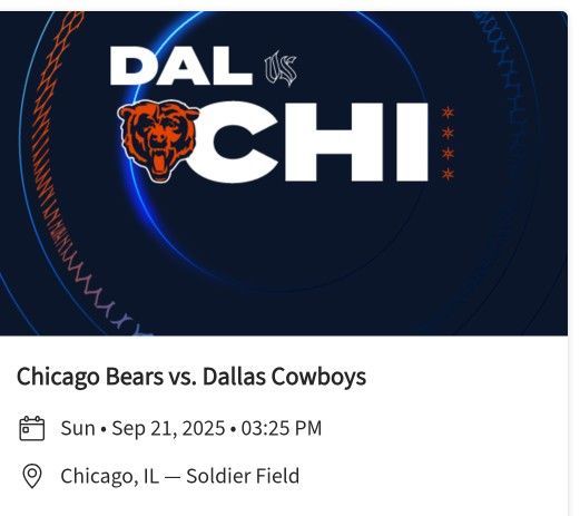 4 Tickets Chicago Bears Vs Dallas Cowboys