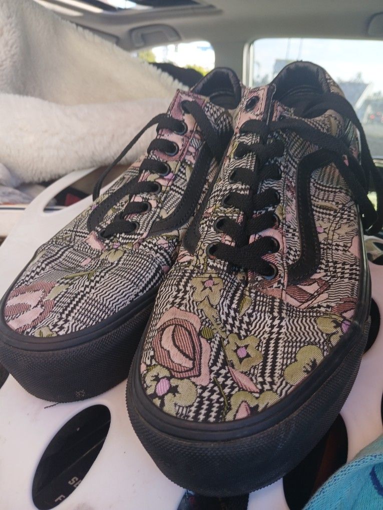 Vans Floral Platforms Size 9