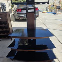 3 Layer TV Mount With Black Tempered Glass