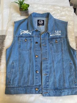 New Japan Pro Wrestling Bullet Club Denim Vest Jacket Size L