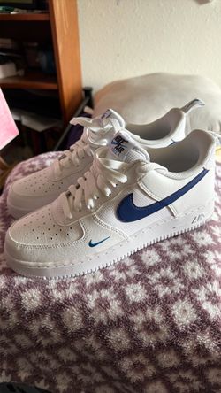 Nike Air Force 1 White Blue Swoosh Sneakers