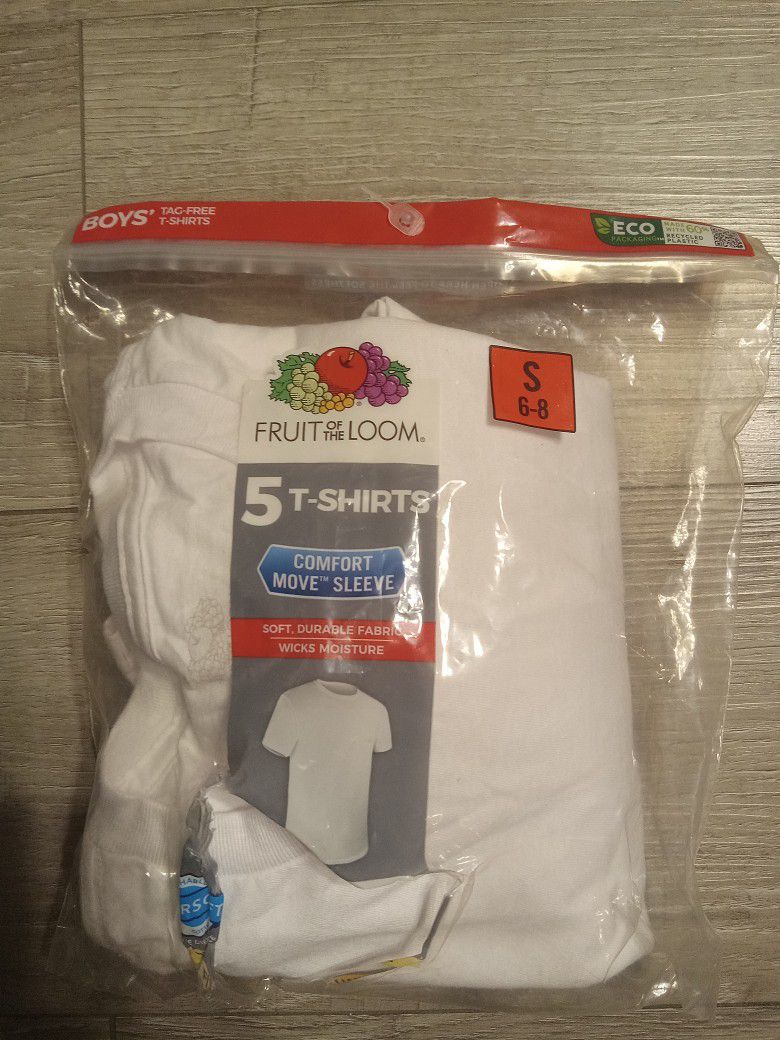 3 Pack Boys White Crewneck T Shirts Size Small 6-8 New