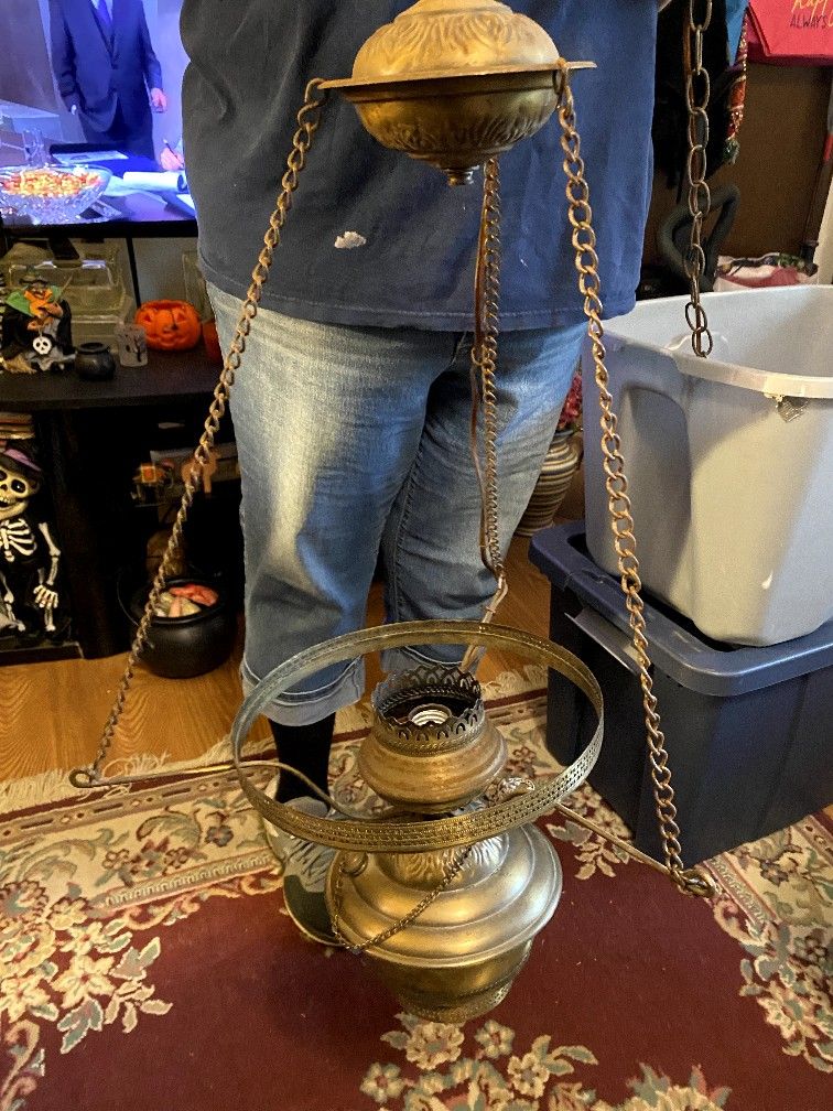 Vintage Hurricane Chandelier Lamp Handmade