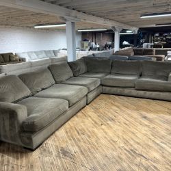 Delivery available Green L shape sectional sofa couch