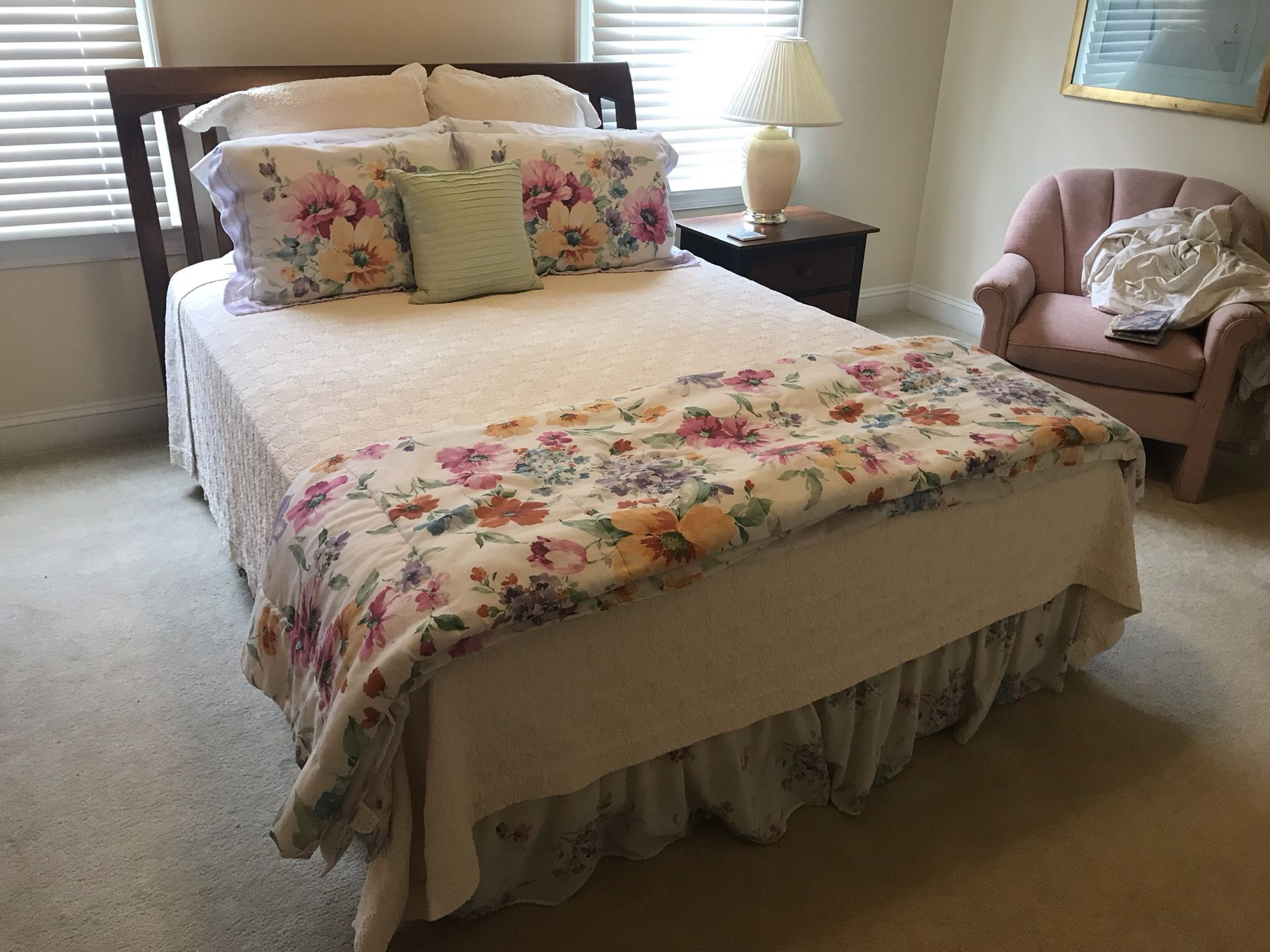 Bedroom suite, Queen size bed, dresser w/mirror and nightstand.
