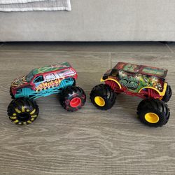 2 Die Cast Large Hot Wheel Monster Trucks