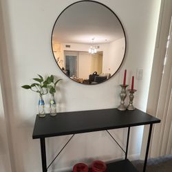 Console Table with Round Mirror