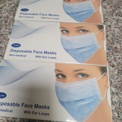 FIVE FACE MASK BOXES (( 10 PIECES IN EACH BOX, 50 TOTAL))