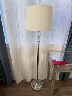 Chrome Floor Lamp with Crystal Accents