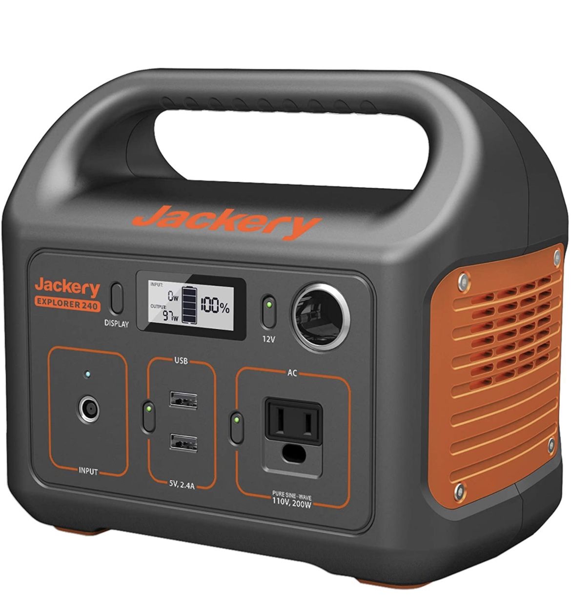 Jackery Portable Power Station Explorer 240, 240Wh Backup Lithium Battery, 110V/200W Pure Sine Wave AC Outlet, Solar Generator (Solar Panel Not Includ
