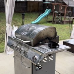 4 Burner Stainless Steel Propane Gas Grill with Side Burner